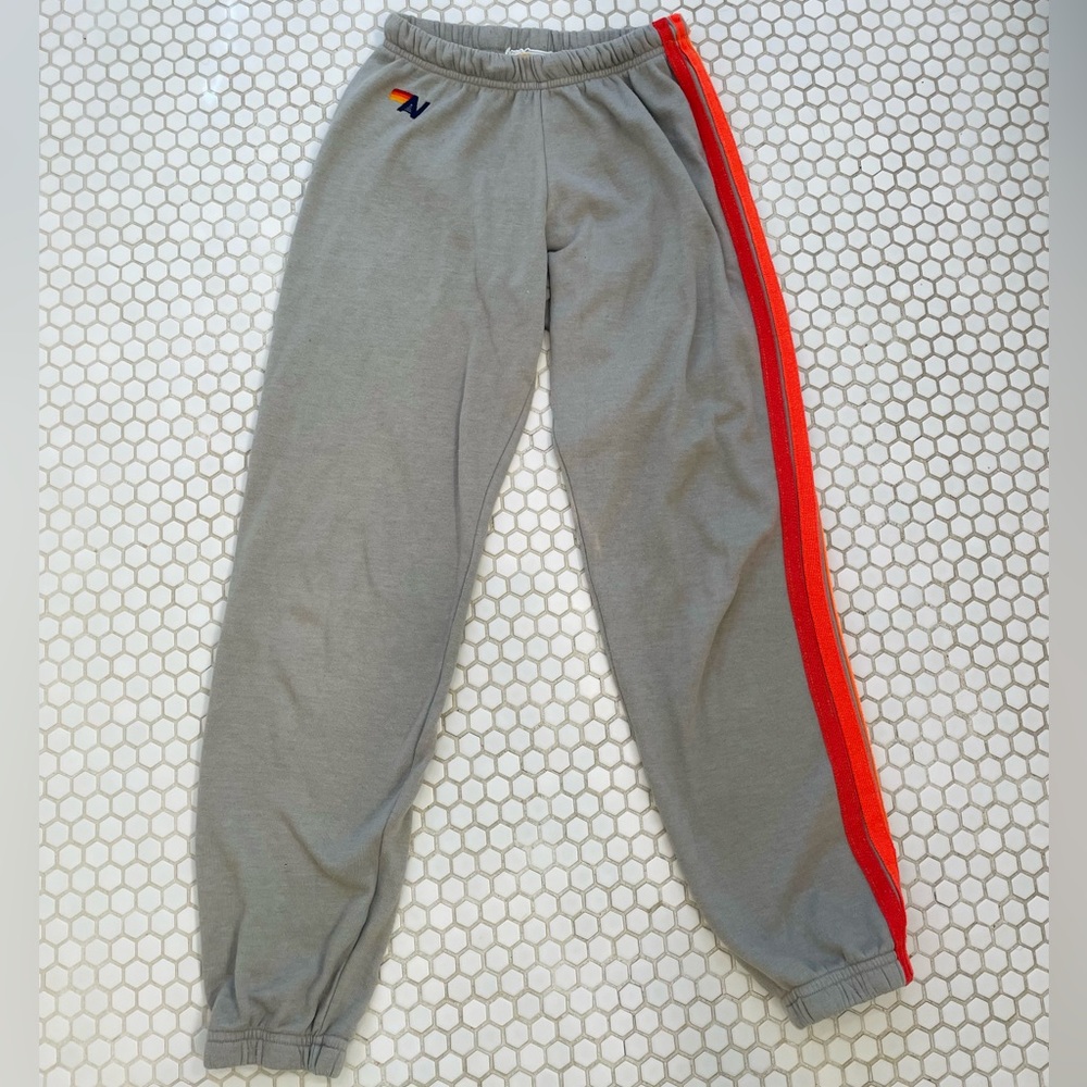 AVIATOR NATION- not made anymore! Light grey four stripe sweatpants!